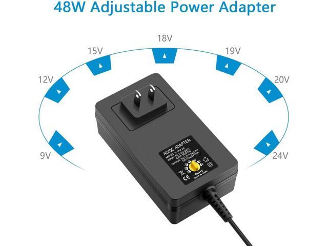 SHNITPWR 48W Universal Power Supply 9V 12V 15V 17V 19V 20V 24V Adjustable Variable AC/DC Adapter with 5.5x2.5mm Tip 100V-240V AC to DC Converter...