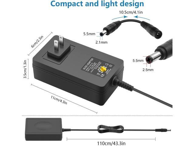 SHNITPWR 48W Universal Power Supply 9V 12V 15V 17V 19V 20V 24V Adjustable Variable AC/DC Adapter with 5.5x2.5mm Tip 100V-240V AC to DC Converter...
