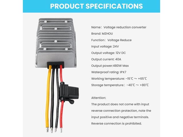 DC to DC 24V Step Down to 12V 40A High Efficiency Voltage Converter Power Supply Transformer