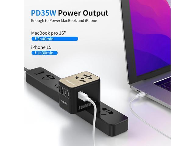 MOMAX Universal Travel Adapter, PD 35W Fast Charge International Power Adapter, 3 USB C & 2 USB A, Worldwide Travel Plug Adapter, International...