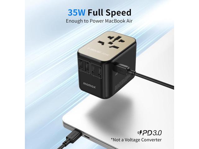MOMAX Universal Travel Adapter, PD 35W Fast Charge International Power Adapter, 3 USB C & 2 USB A, Worldwide Travel Plug Adapter, International...