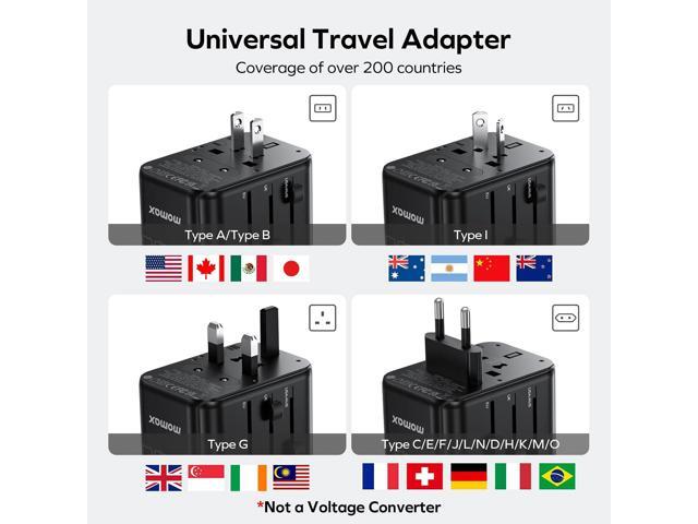 MOMAX Universal Travel Adapter, PD 35W Fast International Power Adapter, 3 USB C & 2 USB A, Worldwide Travel Plug Adapter, International Power...