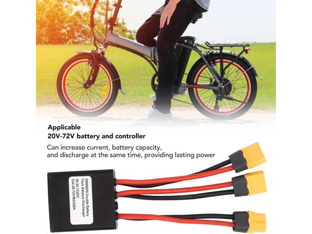 Dual Battery Connector, 20V-72V 40A Electric Bike, Double Battery Discharge Converter Adapter Batter Capacity in Parallel Equalization Module (40A)