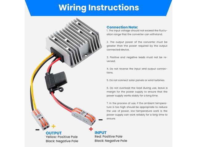 DC 12V Boost to 48V 5A Converter, 12V to 48V DC/DC Step-up Controller with Terminal Block, Waterproof Transformer for Automotive