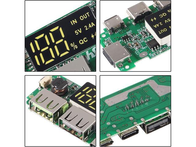 4pcs 18650 Charging Board Dual USB 5V 2.4A Mobile Power Bank Module 186 50 Lithium Battery Charger Board with Overcharge Overdischarge Short...