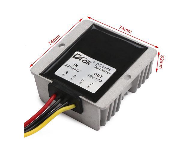 36V 48V to 12V Voltage Reducer, DROK 120W 10A DC to DC Waterproof Club Car Step Down Converter, 24-60V 24V 36 V 48 V to 12 V Buck Regulator Volt...
