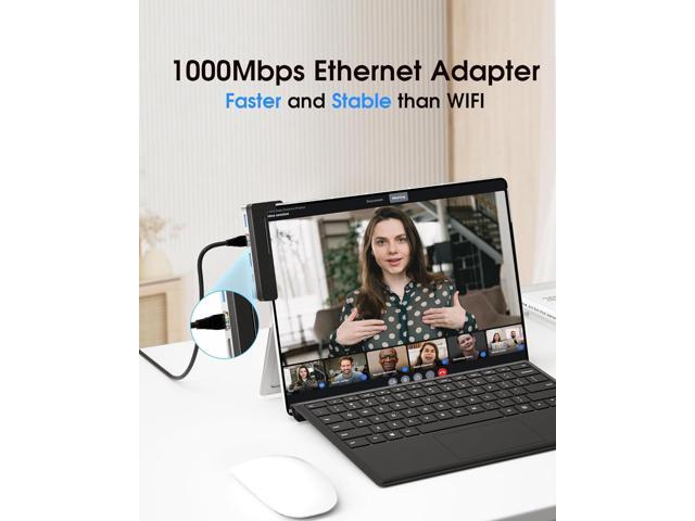 BYEASY Surface Pro 9 Docking Station, 6-in-2 USB-C Hub with 4K@60Hz HDMI, 100W PD Charging, 1000M Ethernet LAN, 2 USB 3.0 Ports, and TF Card Reader...