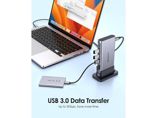 LENTION USB C Docking with 4K@60Hz HDMI, USB 3.0/2.0, Gigabit Ethernet, 100W PD, Aux Adapter for 2023-2016 MacBook Pro/Mac Air/Surface/Steam Deck,...