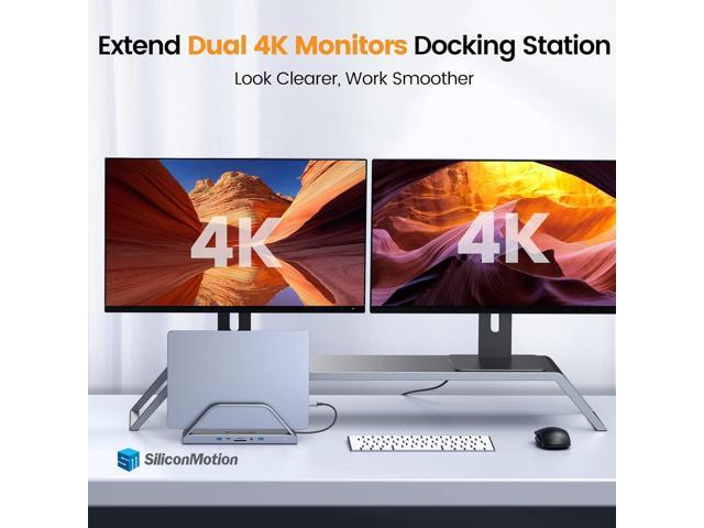 TobenONE 14-in-1 MacBook Pro/Air Docking Station Dual 4K Monitor, Vertical Laptop Docking Station Stand for Mac M1/M2/M3/M4 Pro/Max, USB C Dock...
