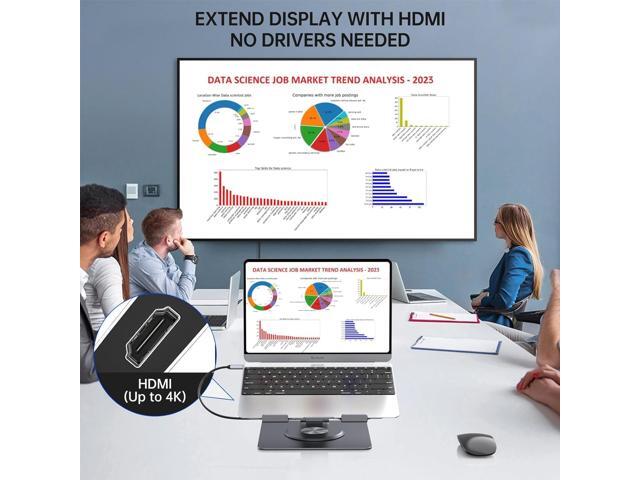 Laptop Docking Station for MacBook Pro/Air/Dell/HP/Surface HC 11-in-1 USB C Hub 360°Rotatable Laptop Stand with USB Hub 4K HDMI USB 3.0 PD100W...