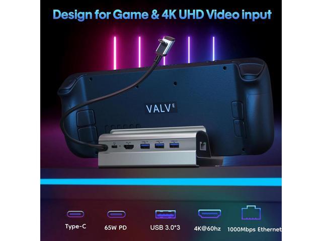 Docking Station for Steam Deck ROG Ally, 6 in 1 Stream Deck Dock with HDMI 2.0 4K@60Hz, 1000Mbps Gigabit Ethernet, 3 USB-A 3.0 and 100W Full Speed...