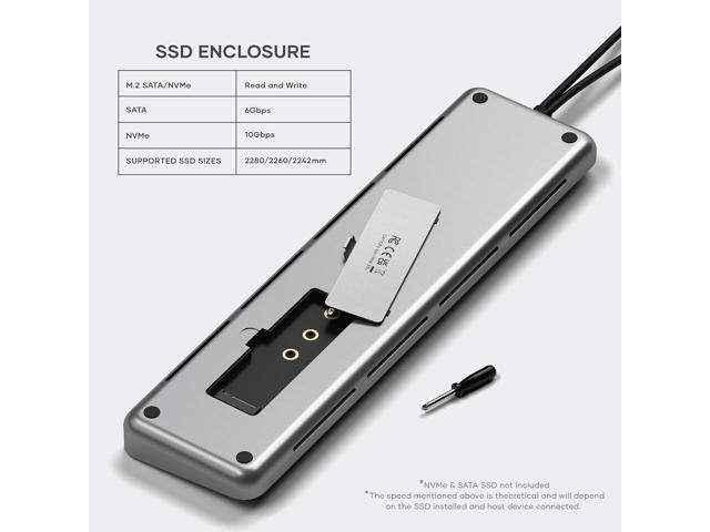 Satechi Dual USB C Docking Station and Stand with Dual 4K HDMI, Display Port, 75W USB-C PD Charging, 2 USBC Data, 2 USB-A, Ethernet, SATA and NVMe...