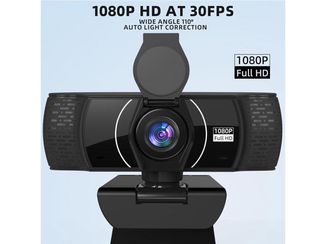 Full HD Webcam for PC 1080P with Microphone,Computer Webcam 110° Field of View Streaming Camera with Cover Tripod Auto Light Correction Webcams for...