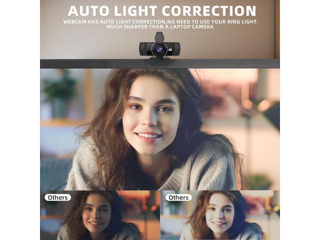 Full HD Webcam for PC 1080P with Microphone,Computer Webcam 110° Field of View Streaming Camera with Cover Tripod Auto Light Correction Webcams for...