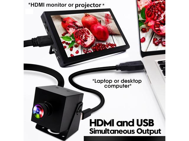 ELP 4K HDMI USB Camera Wide Angle PC Camera for Computer Monitor Simultaneously Output Mini UVC USB2.0 Webcam 2X Digital Zoom H.264 8mp USB...
