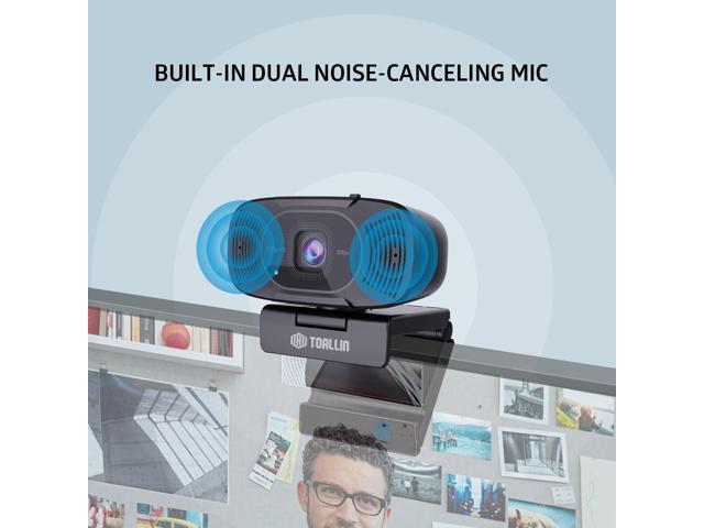 TOALLIN 1080P Auto-Focus Webcam with Dual Microphones, Computer Web Camera, 90° Wide Angle View Without Distortion, USB Webcam for Video Calls
