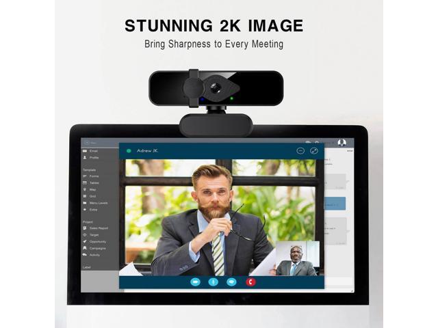 2K Webcam for PC, 85° View USB Computer Camera, with Noise Canceling Microphone & Privacy Cover, HD Web Cameras for Desktop Laptop Monitor Mac...