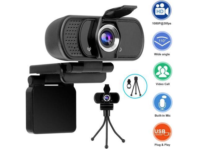 Full 1080P HD Webcam with Microphone, USB Webcam for Laptop and Desktop, External Webcam, Streaming PC Web Camera with Privacy Cover and Tripod,...