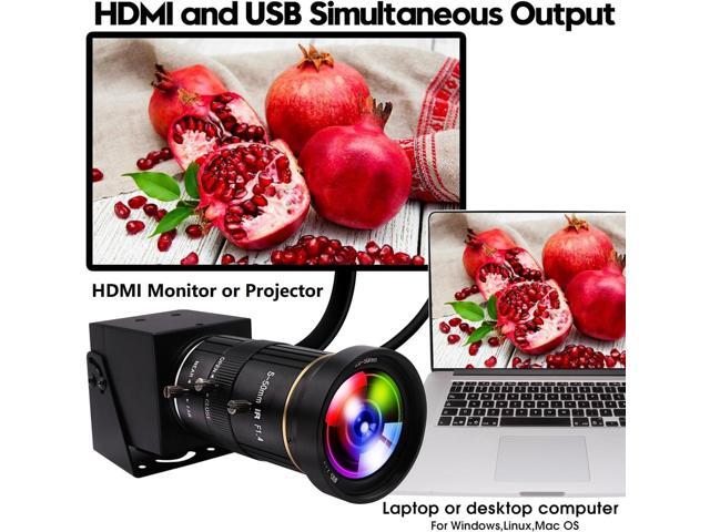 ELP 4K USB HDMI USB Camera Manual Zoom Webcam Variable Focus PC Camera Mini Close-up Camera for Computer H.264 Telescope USB Security Camera 8mp...