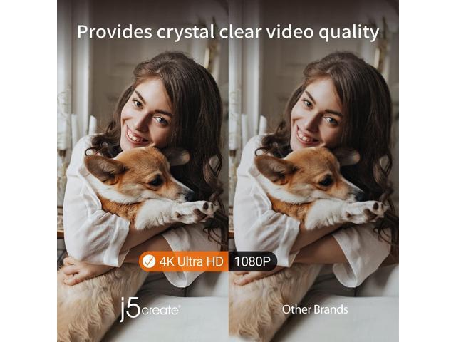 j5create 4K Wide Angle Webcam with Microphone/Privacy Cover for Video Conferencing, Streaming, Recording and Online Teaching, Supports Zoom, Skype,...