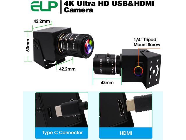 ELP 4K USB HDMI Camera Manual Zoom Webcam Variable Focus PC Camera Mini Close-up Camera for Computer H.264 Telescope USB Security Camera 8mp IMX415...