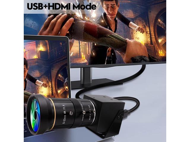 HDMI USB Webcam 4K Camera for Live Streaming 10X Variable Focus PC Camera USB HDMI Simultaneous Output Video Camera Close up Zoom in and Out Web...