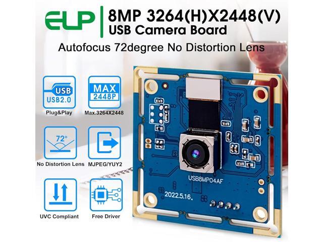 ELP 8mp USB Camera Autofocus 4K PC Camera Module for Computer and Raspberry Pi Mini UVC USB2.0 Webcam Board IMX179 Industrial Lightburn Camera Low...