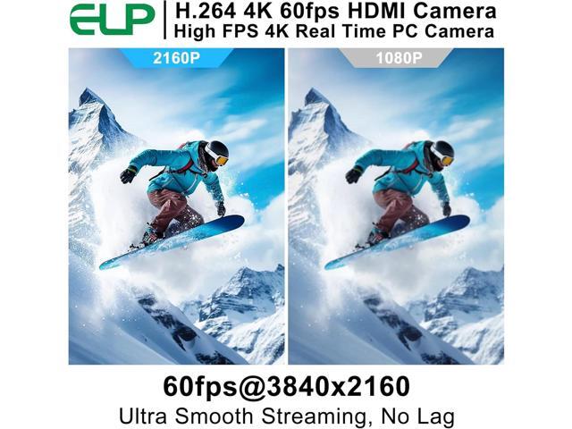 ELP 4K 60fps HDMI USB3.0 Camera for Computer Wide Angle PC Camera Mini Lightburn Camera for Laser Engraver 2X Digital Zoom USB Security Camera for...