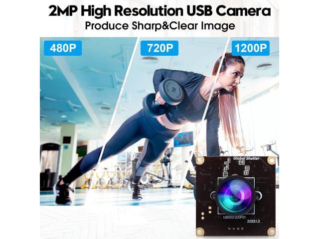 ELP High Speed Wide Angle Global Shutter USB Camera Module for Computer 1080P Mini UVC USB2.0 Webcam Board with 110degree No Distortion Lens AR0234...