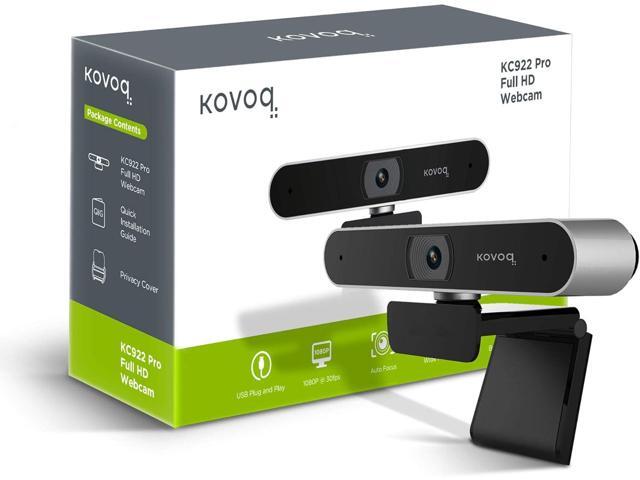 Webcam with 1080p Wide Angle Autofocus Streaming,Privacy Cover, Noise-Reduction Microphone and Auto Light Correction Web Camera for Video...
