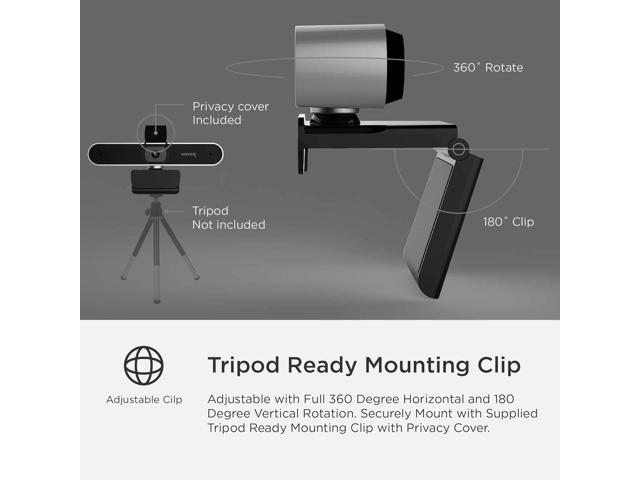 Webcam with 1080p Wide Angle Autofocus Streaming,Privacy Cover, Noise-Reduction Microphone and Auto Light Correction Web Camera for Video...