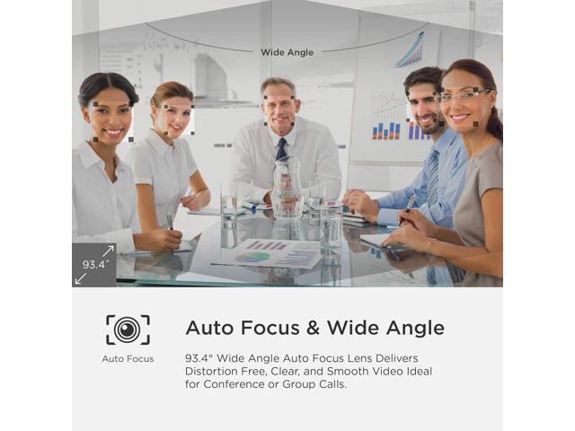 Webcam with 1080p Wide Angle Autofocus Streaming,Privacy Cover, Noise-Reduction Microphone and Auto Light Correction Web Camera for Video...