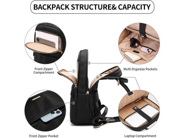 GOLF SUPAGS Laptop Backpack for Women Slim Computer Bag Work Travel College Backpack Purse Fits 14 Inch Notebook (Black)