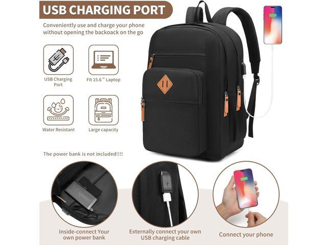 NEOREAL Laptop Backpack for Work, College, Travel, Daily Backpacks for Men Women, Computer Bag Fits 15.6 Inch Notebook, Black