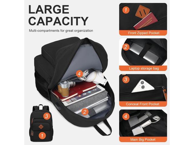 NEOREAL Laptop Backpack for Work, College, Travel, Daily Backpacks for Men Women, Computer Bag Fits 15.6 Inch Notebook, Black