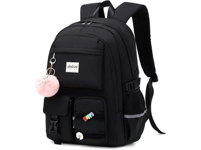 abshoo Big Student Laptop Backpack For College Women Middle High School Teen Girls Bookbag Travel Daypack (Black)