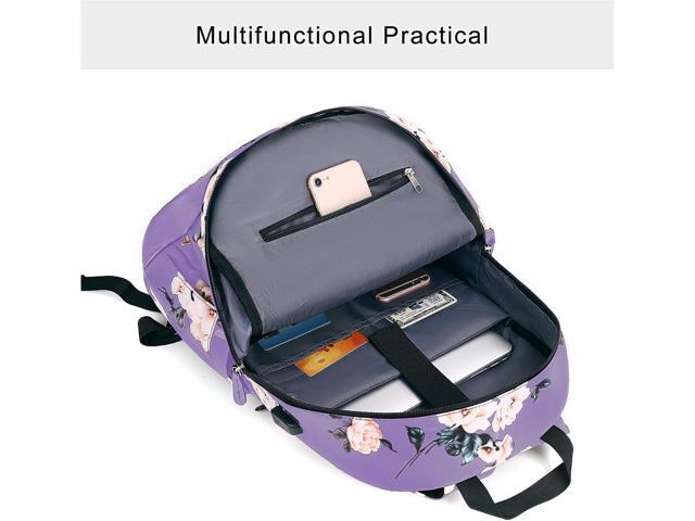 MOSISO 15.6-16 inch Laptop Backpack for Women, Polyester Anti-Theft Stylish Casual Daypack Bag with Luggage Strap & USB Charging Port, Camellia...