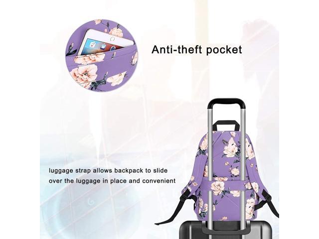 MOSISO 15.6-16 inch Laptop Backpack for Women, Polyester Anti-Theft Stylish Casual Daypack Bag with Luggage Strap & USB Charging Port, Camellia...