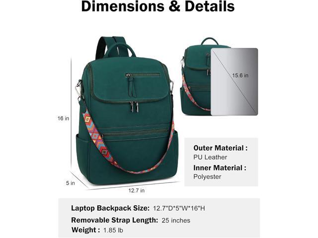 FADEON Laptop Backpack for Women Leather Travel Backpack with Laptop Compartment, Designer Ladies Computer Backpacks Green