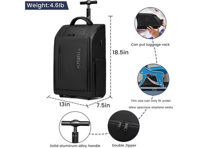 Rolling Backpack, Waterproof Backpack with Wheels for Business Commuter, Carry on Backpack with Laptop Compartment, Fit 15.6/18 Inch Laptop,...