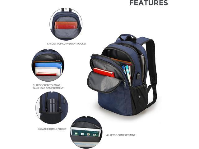 Swissdigital Design College 17 inch Laptop Backpack, Slim Business Travel Laptop Backpack With USB Charging Port For Women & Men Laptop Dark Blue...