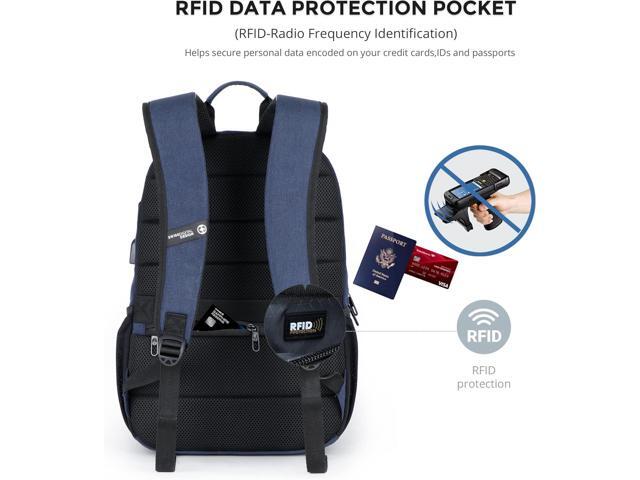 Swissdigital Design College 17 inch Laptop Backpack, Slim Business Travel Laptop Backpack With USB Charging Port For Women & Men Laptop Dark Blue...