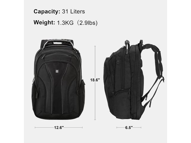 LEVEL8 Laptop Backpack, Work Backpack for Men Women, Travel Computer Bag for Business Fits 15.6' Laptop and Notebook - Black