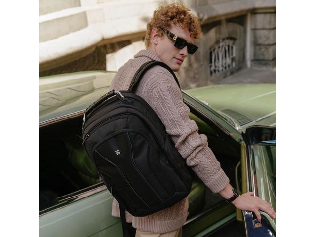 LEVEL8 Laptop Backpack, Work Backpack for Men Women, Travel Computer Bag for Business Fits 15.6' Laptop and Notebook - Black