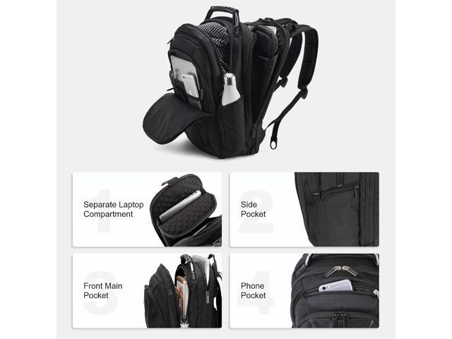 LEVEL8 Laptop Backpack, Work Backpack for Men Women, Travel Computer Bag for Business Fits 15.6' Laptop and Notebook - Black