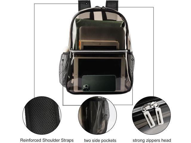 Clear Backpack Heavy Duty TPU Transparent Backpack for Sports,Work,Security Travel.(Black)