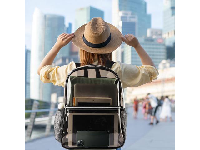 Clear Backpack Heavy Duty TPU Transparent Backpack for Sports,Work,Security Travel.(Black)