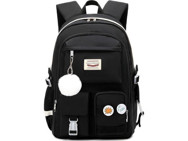 School Backpack for Girls Laptop Backpack Cute Bookbag Kawaii College Backpack School Backpacks for Teens Girls Student (Black)