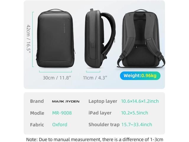 MARK RYDEN Slim Laptop Backpack for Men, High Tech Backpack with Scratch Resistant Shell and USB Charging Port, Waterproof Business Backpack Ideal...
