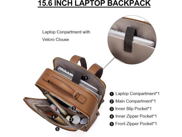 BOSTANTEN Leather Backpack 15.6 inch Laptop Bag Travel Casual Computer Backpack College Business Work Shoulder Bags with Trolley Sleeve for Women...